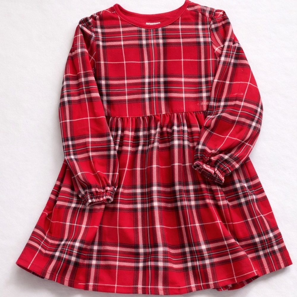 Garanimals Red Plaid Dress 5T Girls Holiday Long Sleeve Knit Christmas Dress